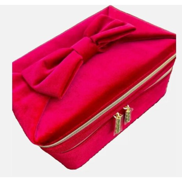 Estee Lauder Makeup Cosmetic Bag TRAIN CASE RED Velvet 2024 NEW - Picture 1 of 1
